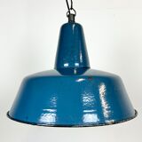 Industrial blue enamel factory pendant lamp, 1960s