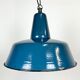 Suspension industrielle en émail bleu d’usine, années 1960