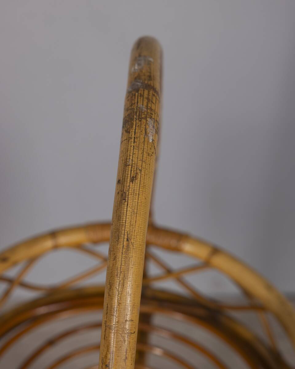 Vintage Italian Bamboo Bar Basket, 1960s