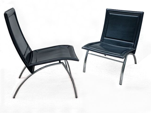 Italian leather low chair Midj