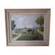 Tableau ancien 1950 la traite des vaches signee R Sarot