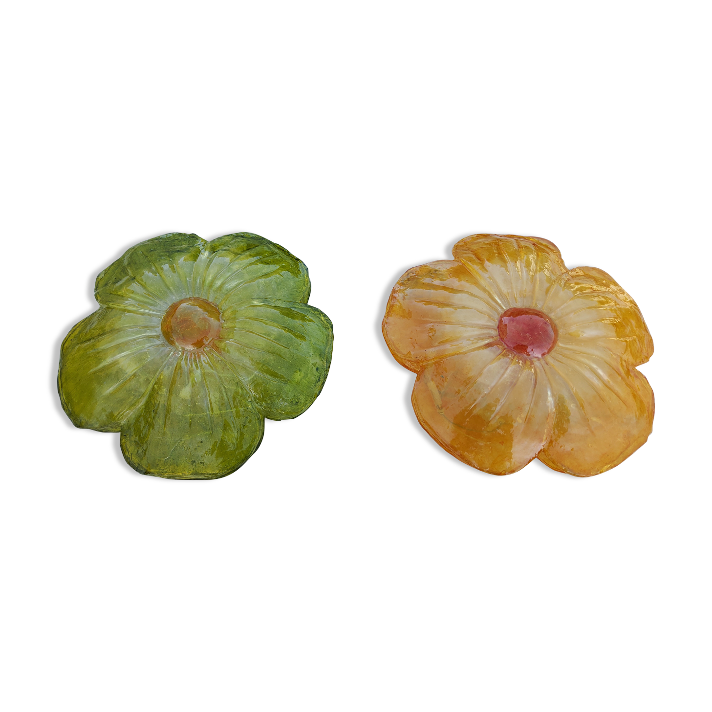 Pair of suspension lamps from the 70s in resin