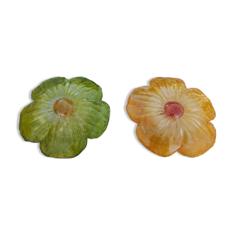 Pair of suspension lamps from the 70s in resin