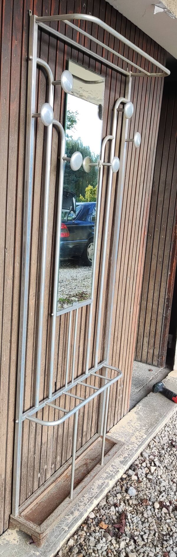 Vestiaire Porte manteau sur pied années 1950 avec miroir, style Art Déco