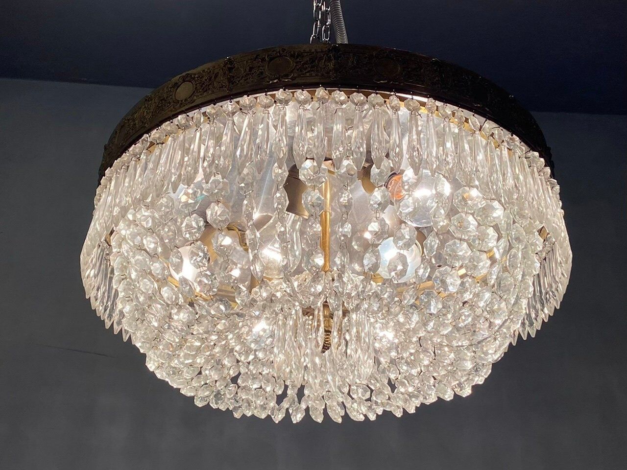 Vintage italian crystal ceiling light