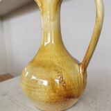 Handmade Ceramic Pitcher: 1970s LKC Pottery, Yellow Brown Glaze