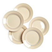 Vintage cream, orange and blue dinner plates.