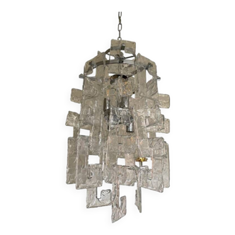 21st Century Transparent and Silver Chandelier in Murano Glass