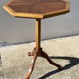 Vintage 1950s wooden tripod side table with octagonal top