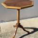 Vintage 1950s wooden tripod side table with octagonal top