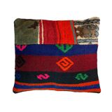 Vintage turkish patchwork kilim cushion cover , 43 x 37 cm