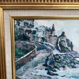 Signed painting Oil on canvas - the storm - dimensions: height -32 cm - width -72 cm -
