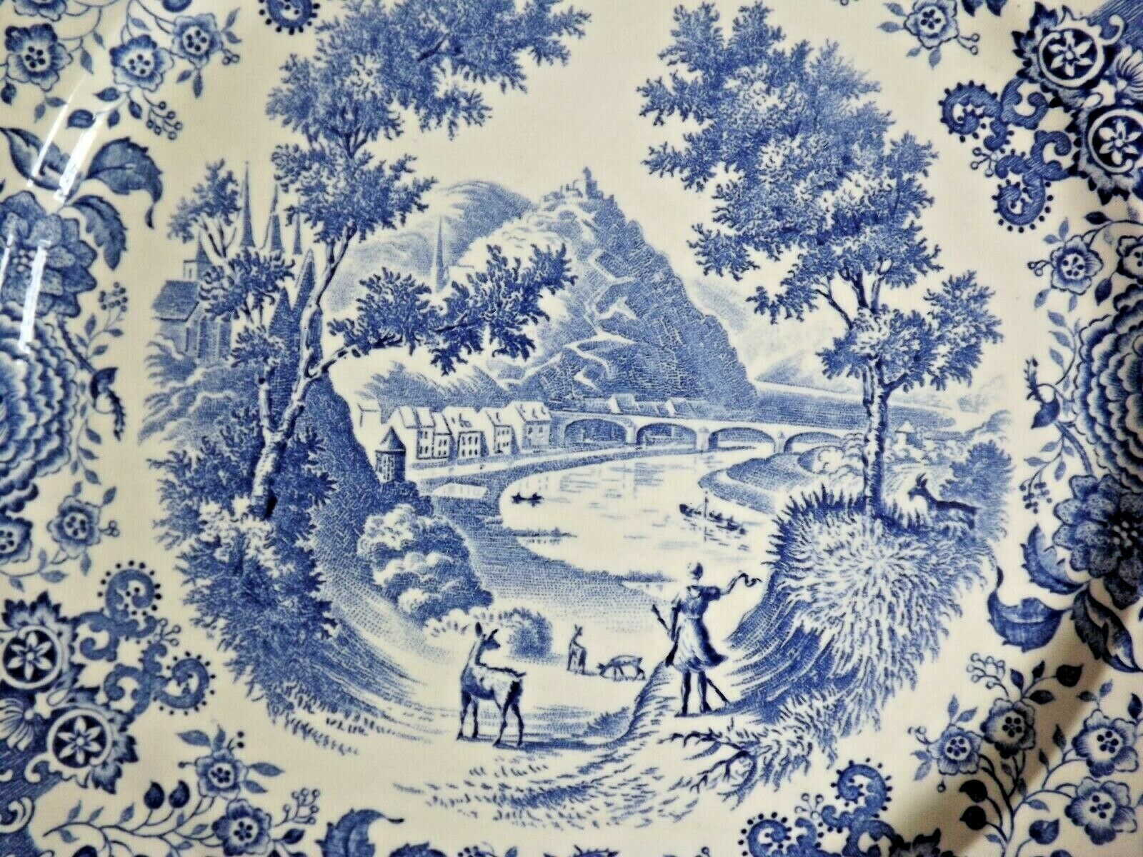 Villeroy And Boch Blue And White Pottery Burgenland Design 4 Dinner Plates 3511