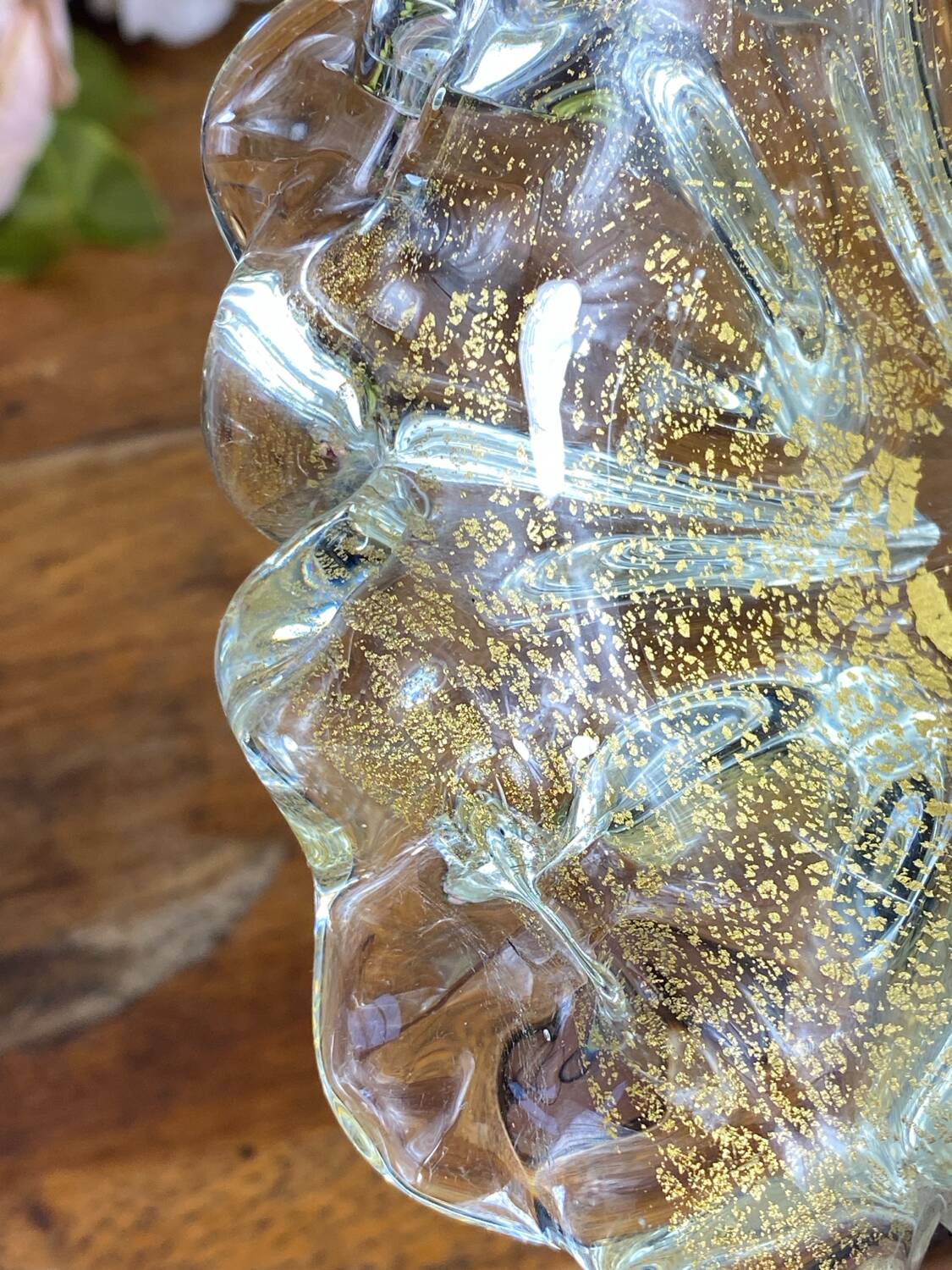 Cendrier en verre de Murano et feuille d’or par Barovier et Toso