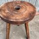 Vintage wooden footstool rustical bohemian deco farm stool