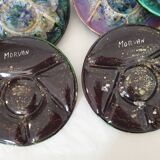 Set of 10 ceramic fondue plates signed Morvan (Gaston Gaubier)