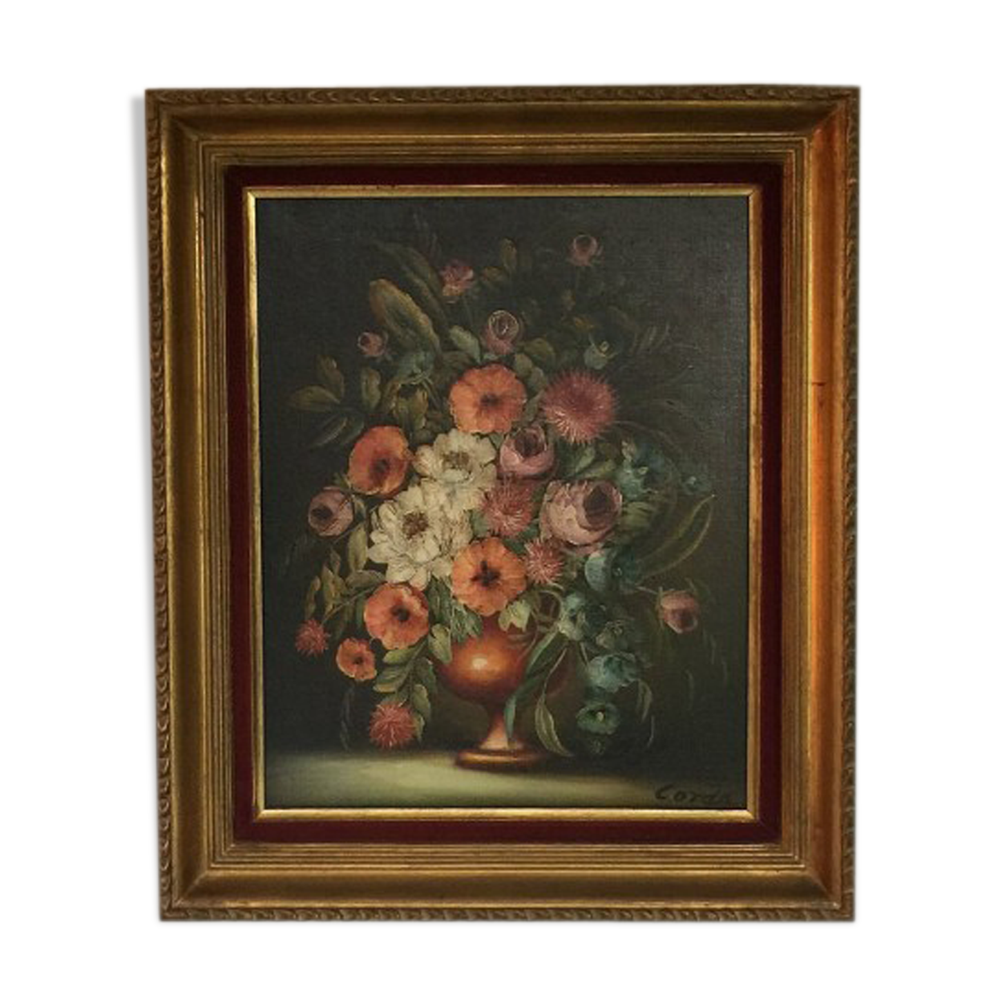 Oil on canvas flower bouquet