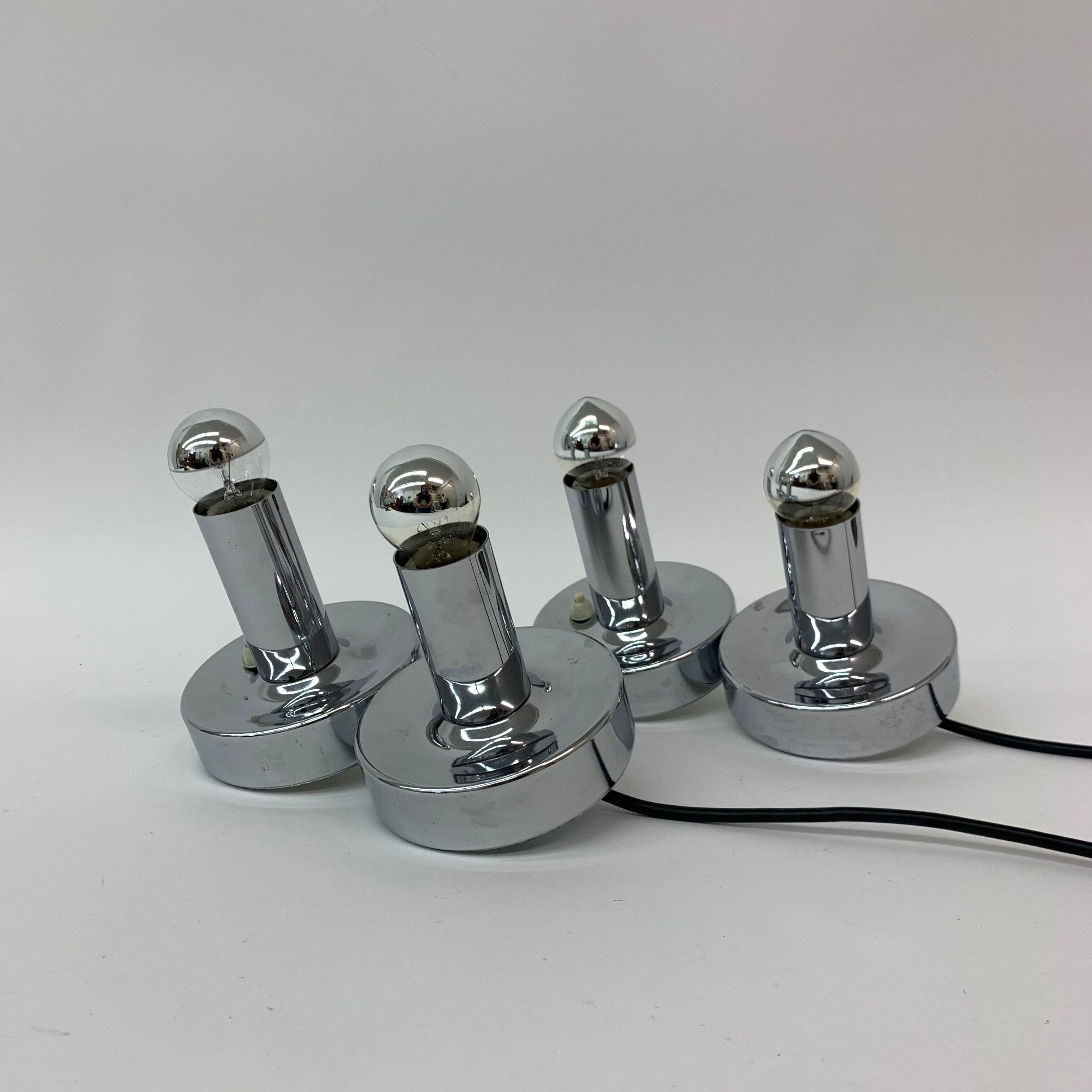 Set of 2 Space age chrome bedside lamps , 1970’s