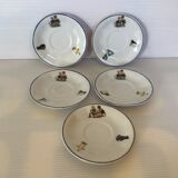 5-saucer dinner set in the style of Germaine Bouret