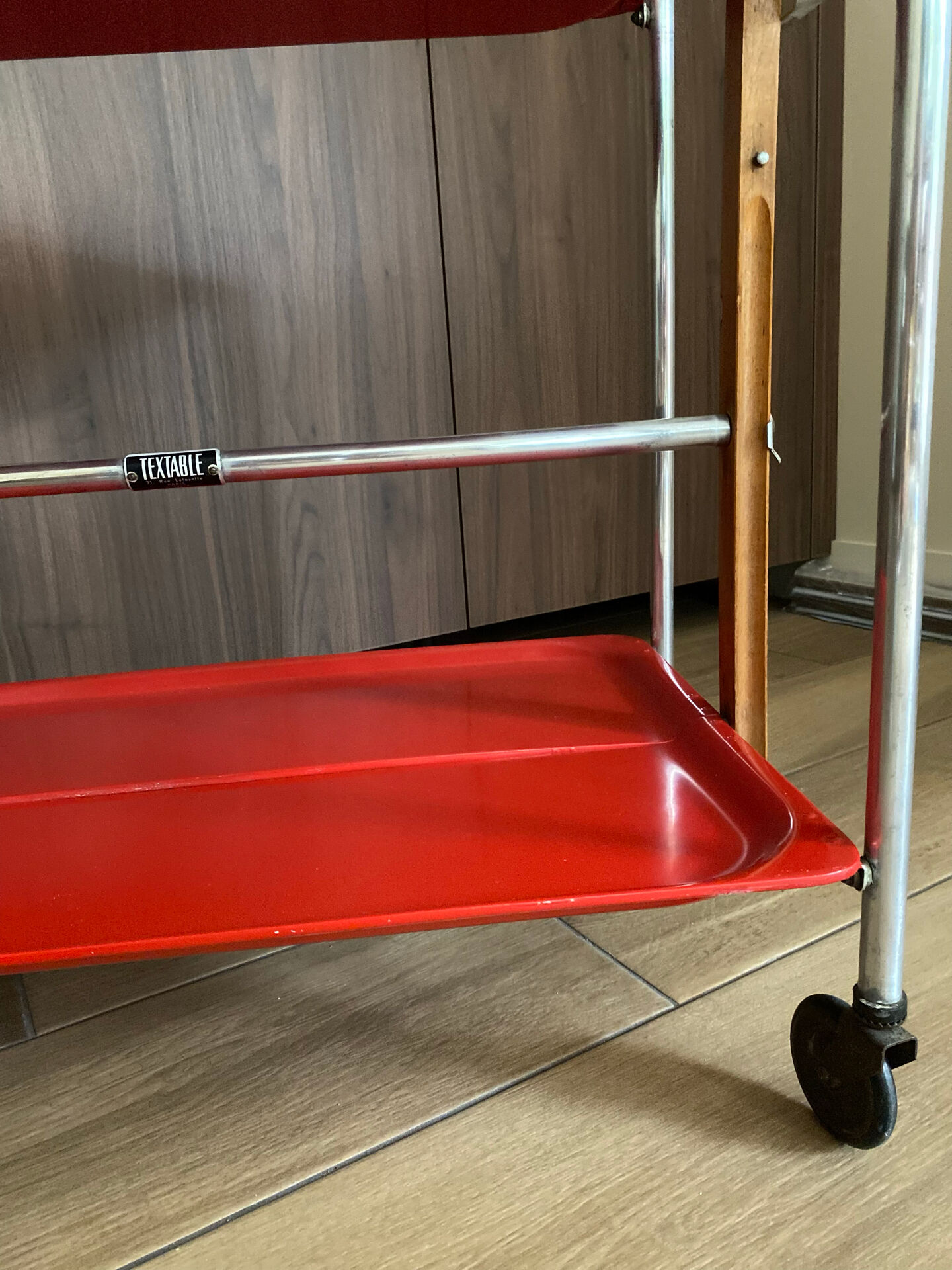 Service trolley rolling table Platex Textable red 70s Space Age