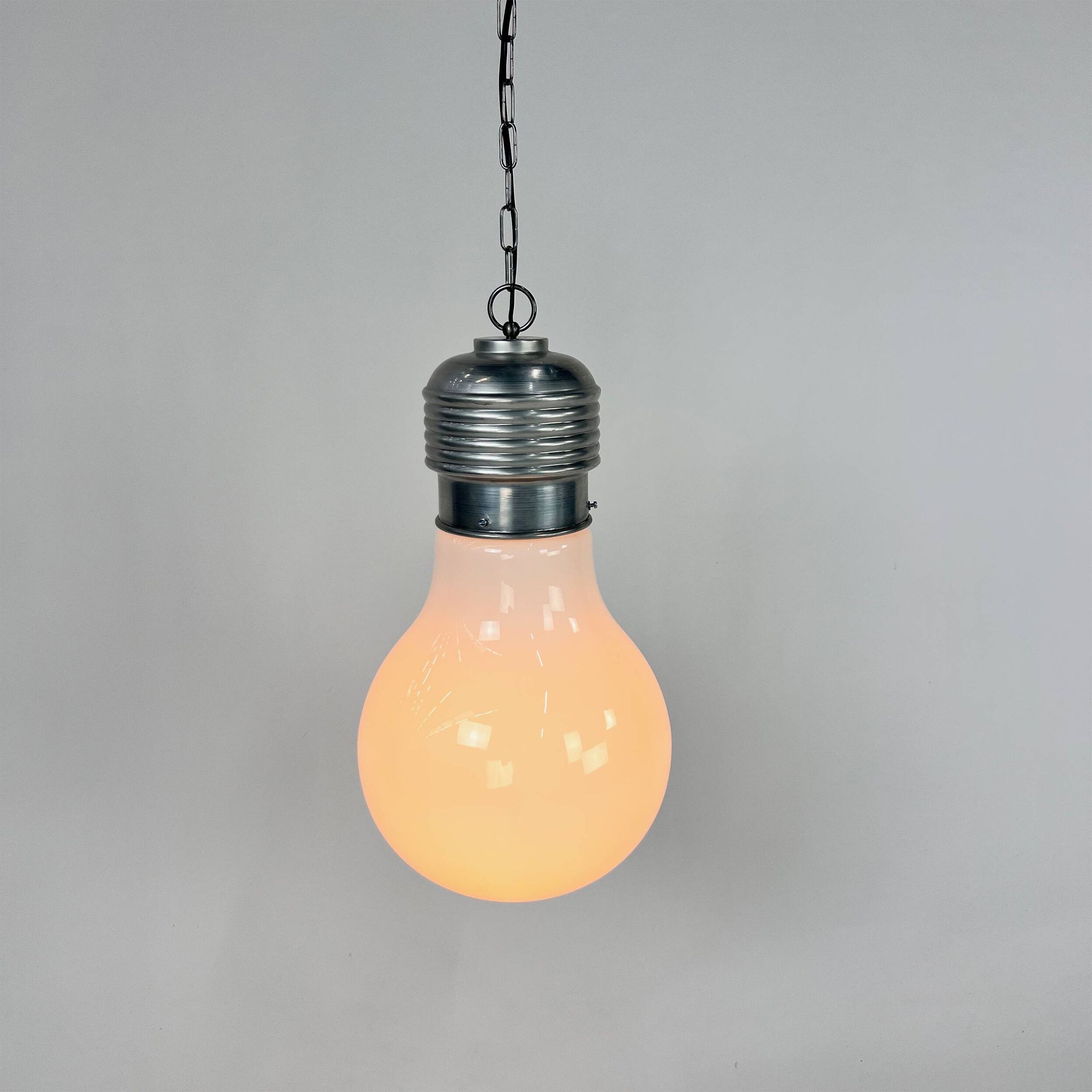 Vintage pendant lamp oversized light bulb by nuova elleluce, 1970