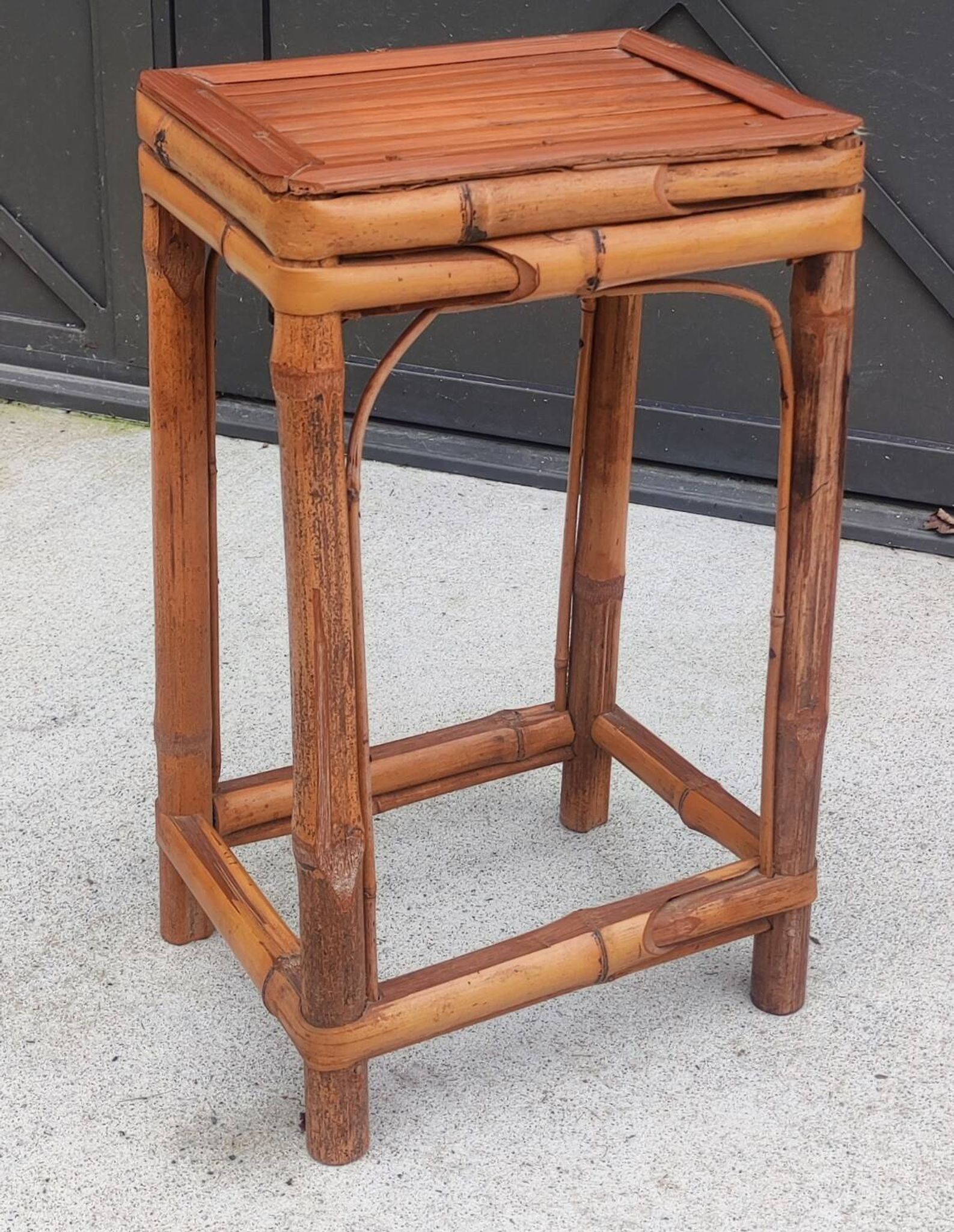 Vintage bamboo plant stand stool