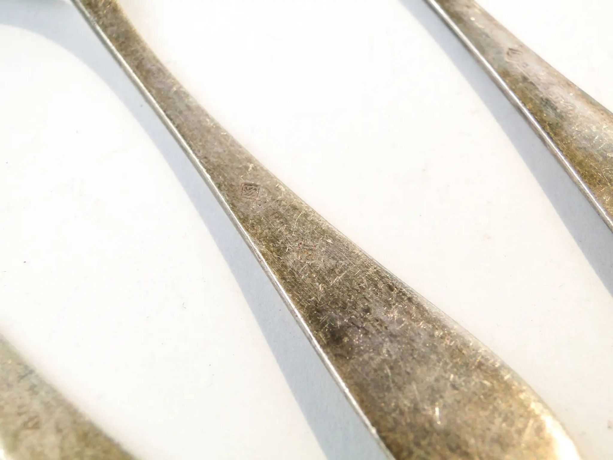 Set of mocha spoons, mid-century modern, silver-plated brass, D. Fraget, Poland, 1950s