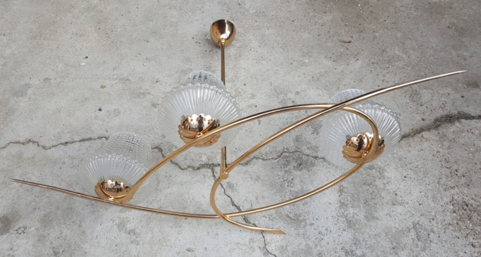 Maison Arlus 3 lights brass vintage 50s chandelier