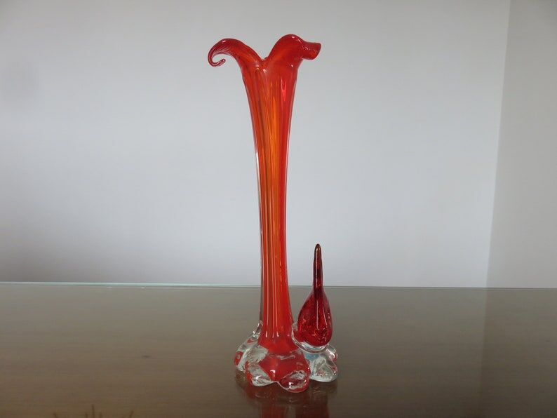 Soliflore murano "poisson" orange années 70