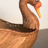 Wicker basket in the shape of a duck