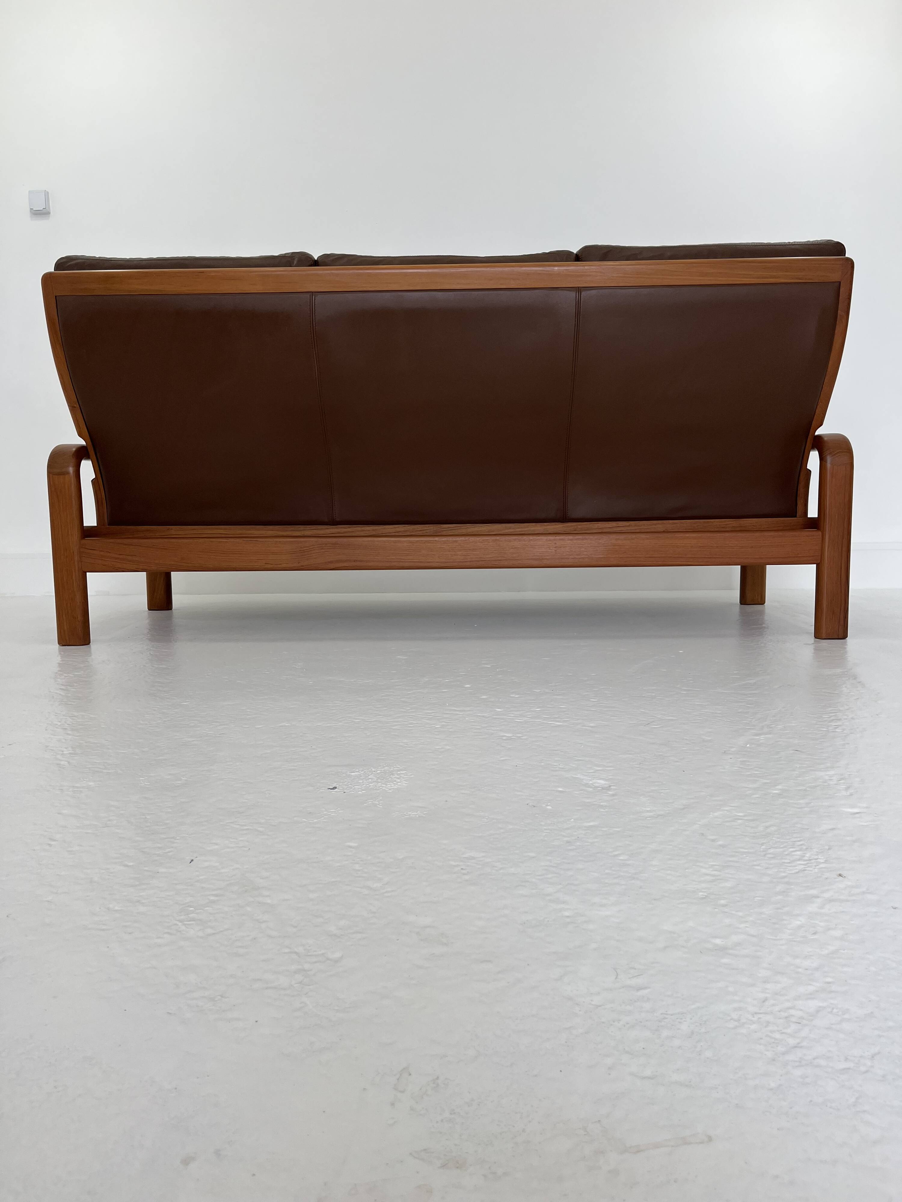 Mid-Century Leather 3-Seater Sofa by .L. Olsen & Søn, Denmark, 1960