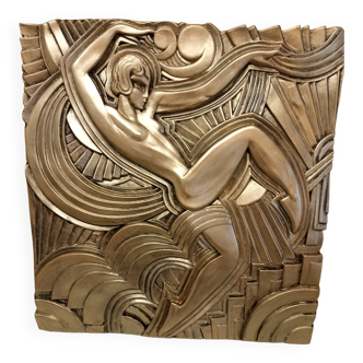 Grand Bas-relief Art déco danseuse "Folies bergère" d'après Maurice Picaud