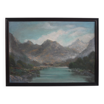 Peinture, huile sur panneau signée, Tchécoslovaquie années 1960