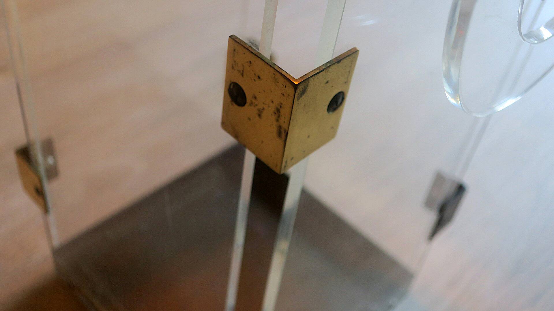 Umbrella stand in brass and clear lucite / plexiglass, 1960s