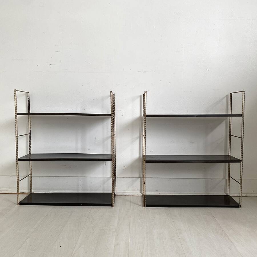Pair of twisted string wall shelves