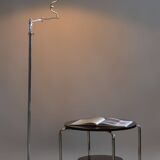 Czech Bauhaus Floor Lamp, Textile Lamp Shade, Chrom-Plated Steel, 1920s
