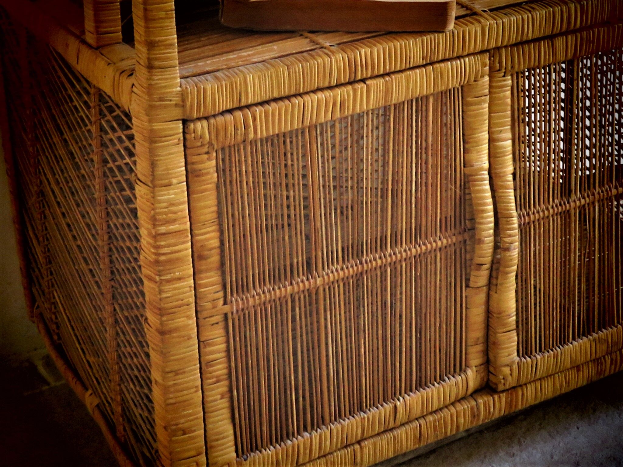 Vintage rattan serving table