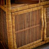 Vintage rattan serving table