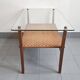 Table basse en rotin & hêtre 1960 vintage