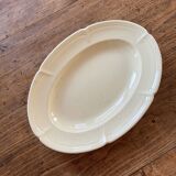 Large serving or presentation dish in beige ceramic - vintage