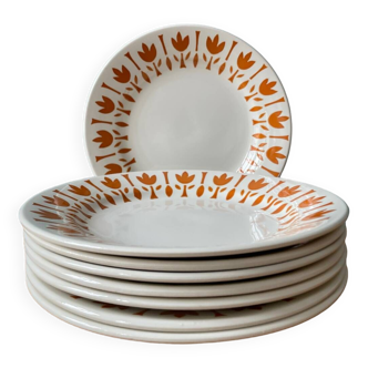 Set of 8 Digoin Sarreguemines earthenware dessert plates, Lys collection