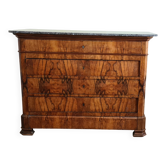 Commode Louis Philippe en noyer et marbre gris Saint-Anne, 19e siècle