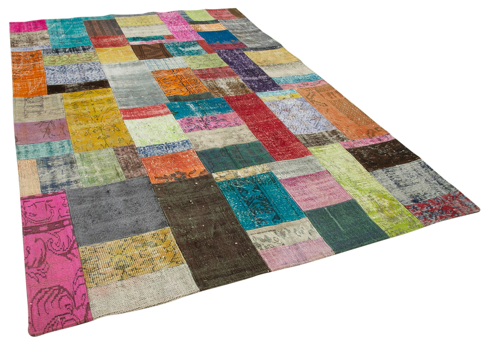 Handwoven Anatolian Contemporary 202 cm x 302 cm Multicolor Patchwork Rug