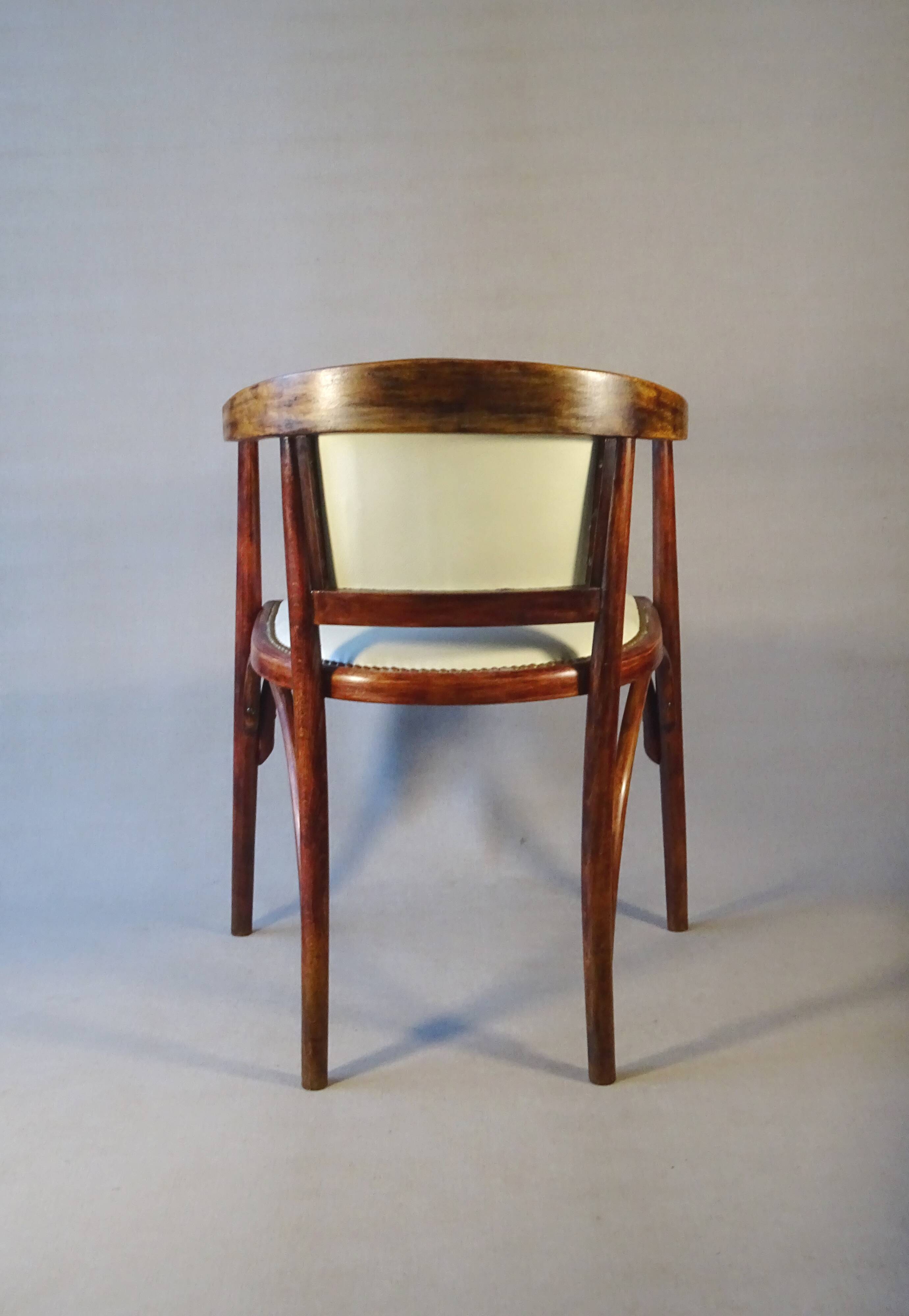 Art Deco desk chair by Fischel in bentwood and leather, 1925