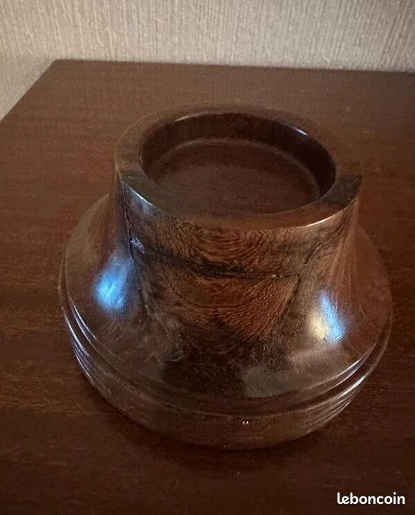Small vintage turned solid wood bowl, Ø 9 cm