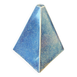 Soliflore pyramide en céramique émaillée bleu profond – pièce signée