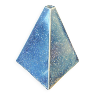 Deep blue glazed ceramic pyramid soliflore – signed piece