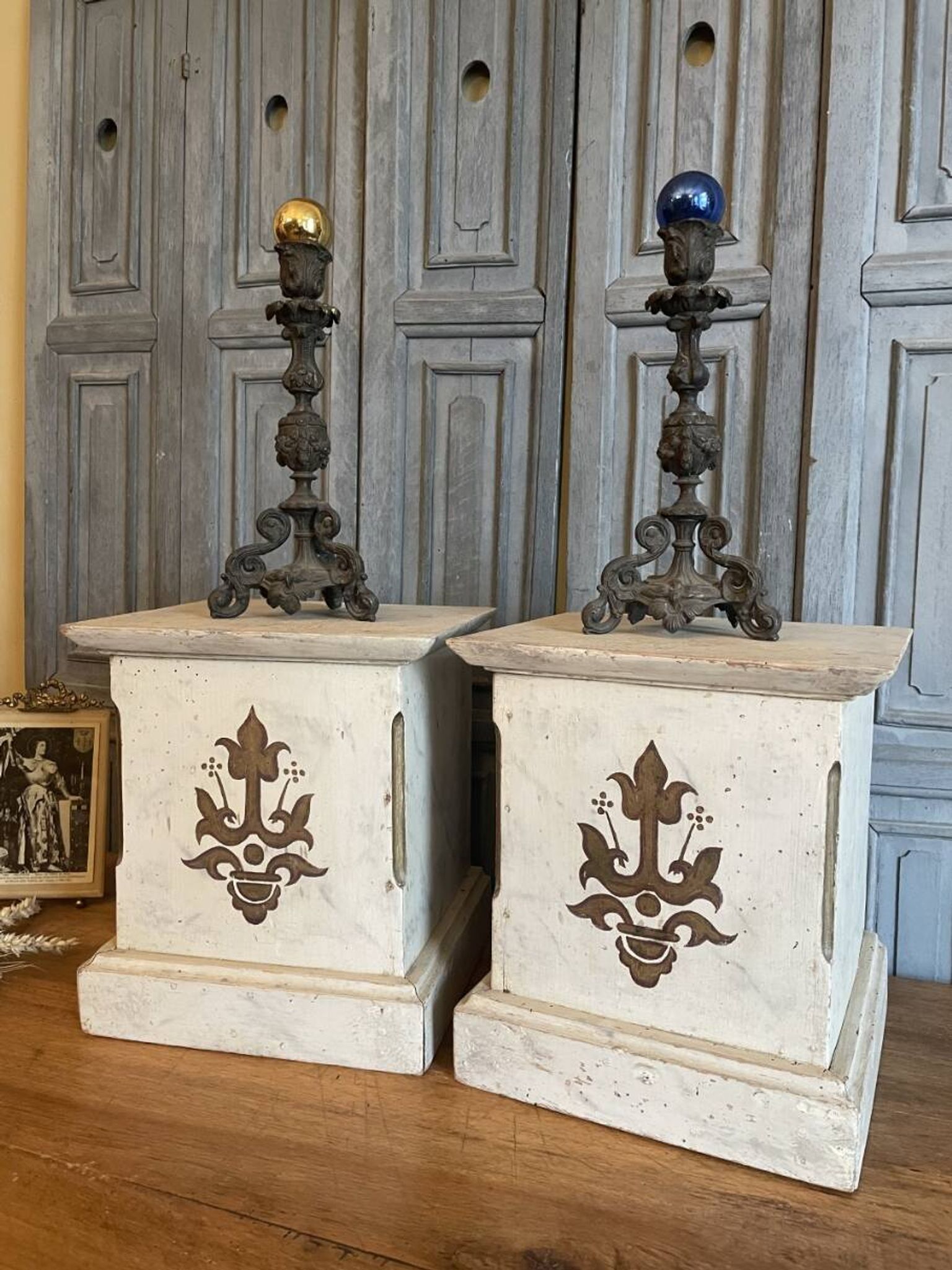2 x French church consoles