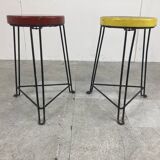 Pair of mid century industrial stools, 1950s