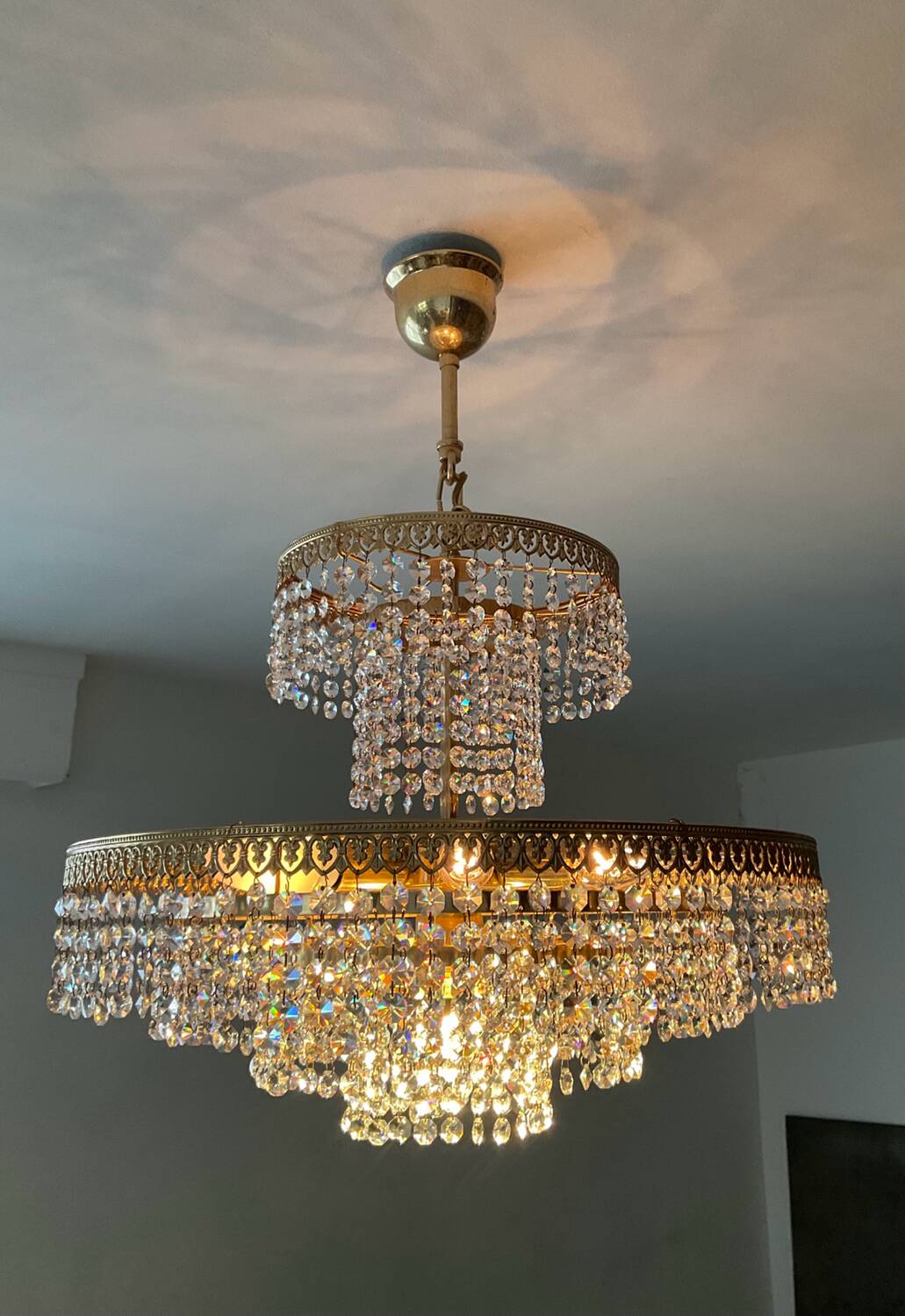Vintage Crystal Tassel Cascade Chandelier